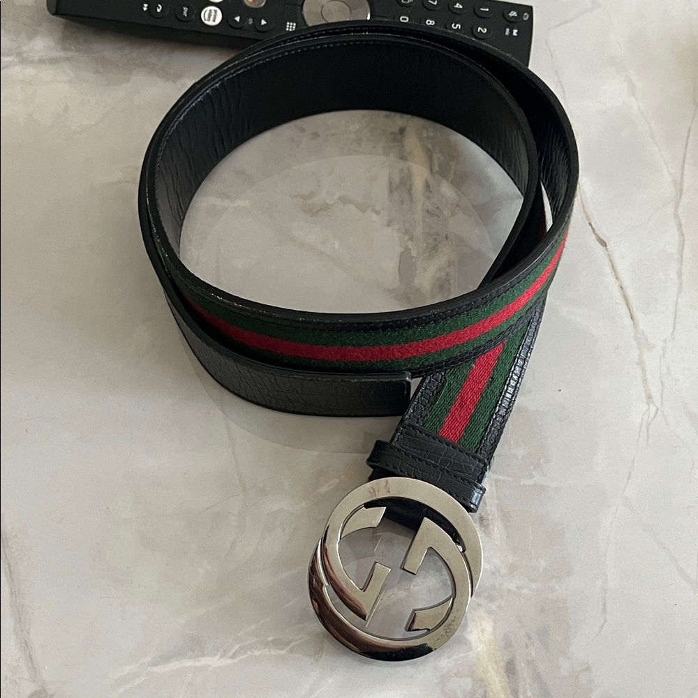Gucci Brown Belt with Red and Green Accents